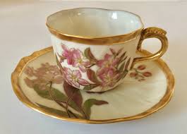 19th C. Royal Worcester Tea Cup & Saucer, Floral, Aesthetic ...