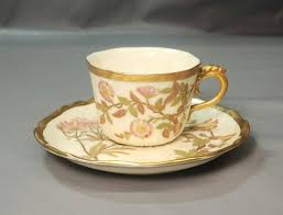 Antique Royal Worcester Tea Cup & Saucer, Blush Ivory, 19th ...