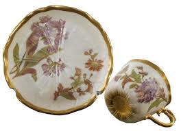 1870's Royal Worcester Lotus Form Satsuma Style Teacup and ...
