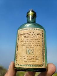 Vintage Royal Lyme Bottle with Label& Top! Old Green Lotion Bottle from England! | eBay
