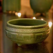 American Arts & Crafts Footed Ceramic Bowl with Greek Key ...