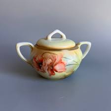 Antique Sugar Bowl Hand Painted Azaleas Gold Trim Zeh ...