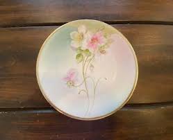 Vintage PM Bavarian porcelain hand painted floral plate gold ...