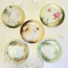 Antique 5 Handpainted Floral Saucer 6" Plates- Germany ...