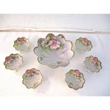 Antique Nippon Porcelain Floral Footed Salt Cellars W/Master ...