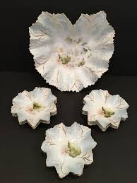 Early RS Prussia Unmarked Mold #OM5 – Wild Rose, Light Blue and Gold Heart Shaped Leaf Berry Set 1893-1900 - Etsy