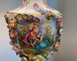 Antique Hand Painted European Porcelain Lamp - Etsy