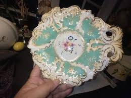 19th Century English Hand Painted Floral & Turquoise 9” Plates Unsigned Antique | eBay