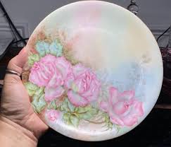 SIGNED Bavaria MR Hackett 9” Hand Painted Pink Roses ...
