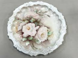Vintage Hand Painted Plate 9-1/2" White Roses Unknown Mark ...