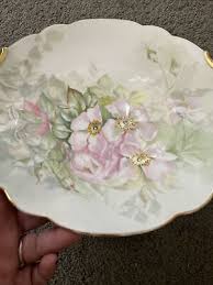 T & V Limoges France Cake Plate Hand-Painted Florals & Gold ...