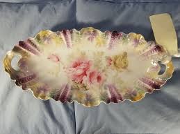 Antique Vtg RS Prussia Soft Pink Roses Celery Oblong Porcelain Dish | eBay