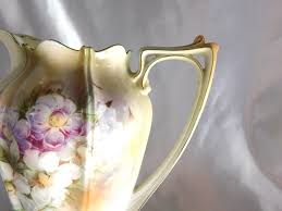 1930s Pale Yellow Coffee Pot With Purple and White Flowers ...