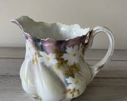 Antique RS Prussia Creamer: Floral Gold Accent Vintage ...