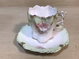 Antique Victorian Square Porcelain Demitasse Cup & Saucer ...