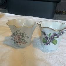 Vintage Lefton China hand painted pot vase Set Of 2 with ...
