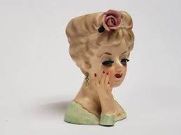 Vintage 1961 INARCO Lady Head Vase Raised Hand Pink Rose E-193/S/B – Zsinta