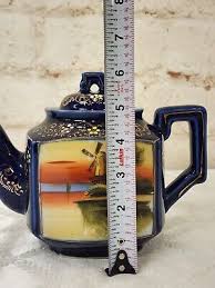 Vintage Cobalt Blue Japan Tea Pot Windmill | eBay