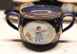 Vintage Victorian Enamel Child's Tea Set Portrai Cobalt Blue 13 Pieces | eBay