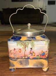L & Sons Hanley • Tea Caddy Biscuit Jar W/ Iridescence Color • Vintage • 1920's - Etsy Australia