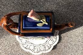 Hand Painted Floral Blue Teapot With Monkey Handle in Majolica Style - Etsy