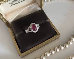 Ruby Cabochon Ring: White Sapphire Sterling Silver Anniversary Ring, Size 8 - Etsy