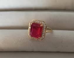 Lab Created Ruby Halo Ring, 925 Sterling Silver Ring, Red Ruby Ring, Octagon Cut Ruby Ring, Engagement Ring, Wedding Ring, Ring for Gift - Etsy