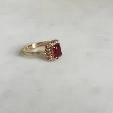 Vintage | Jewelry | Vintage Estate Costume Ring With Red Square Stone | Poshmark