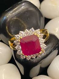 Pave 6,11 Cts Runde Brilliant Cut Diamanten Rubin Cocktail Ring In 750 18K Gold | eBay