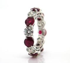 6.08 CT Natural Round Briliant Diamond & Ruby Eternity Band ...