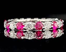 Platinum Eternity Wedding Band Ring 3.12CT. Natural Ruby and ...