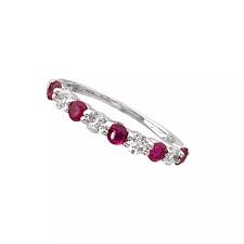 Natural Ruby & White Topaz Eternity Band Estate Ring 925 ...