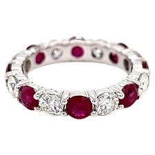 3.52 Carat Ruby and Diamond Eternity Band For Sale at 1stDibs