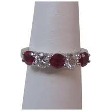 Similar Items to Estate Ruby & Diamond Wedding Band Ring ...