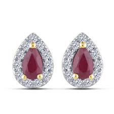 10K Yellow Gold PEAR SHAPED RED RUBY EARRING – Paramount ...
