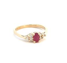 Ruby Diamond Ring 14K Gold - Oval Natural Ruby Engagement ...