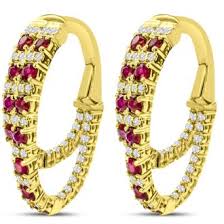 Diamond Hoop Earrings | Ruby Earrings