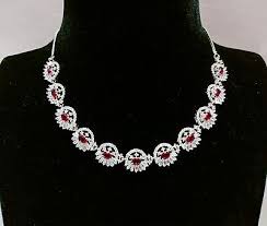 Indian CZ Necklace Wedding Choker Red Ruby Studded Party ...