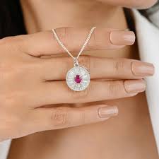 Chunky Ruby Pendant With Diamond in 18k Gold Christmas Present | Chairish