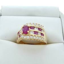 DIAMOND RUBY BUCKLE RING WEDDING BAND ANNIVERSARY RING 18K ...