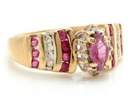 46 Carat Natural Red Ruby and Diamonds in 10K Solid Yellow ...