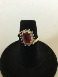 Vintage Ruby Red Cocktail Ring, Size 5 1/2, Faux Ruby, Cz's, 18K GE V in Diamond Shape Mark, Vargas MFG Company, 1980's Costume Bypass - Etsy