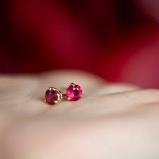 Ruby 3 Prong Studs | Shop Alchemy Jewelry Store Portland Oregon