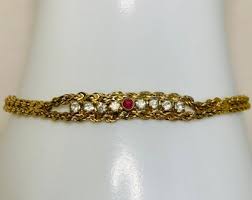 Pink and Clear Rhinestone Bracelet - Gold Tone Rope Chain - Etsy