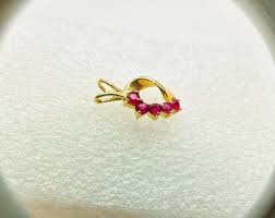 Estate 14K Yellow Gold Ruby Heart Pendant | eBay