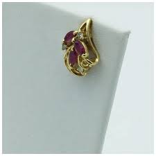 14K Ruby and Diamond Earrings. For Sale at Ruby Lane