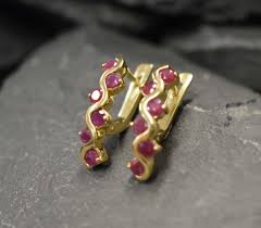 Gold Ruby Earrings - Natural Ruby Earrings, July Birthstone ...