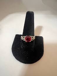 Vintage Silver Tone Ring With Garnet Stone - Etsy