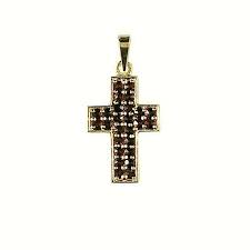 Jesus Church Cross 28 Garnet Rhodium Gold Plated Sterling ...