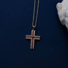 14k Gold Ruby Cross Necklace: Natural Diamond Pendant - Etsy